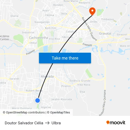 Doutor Salvador Célia to Ulbra map