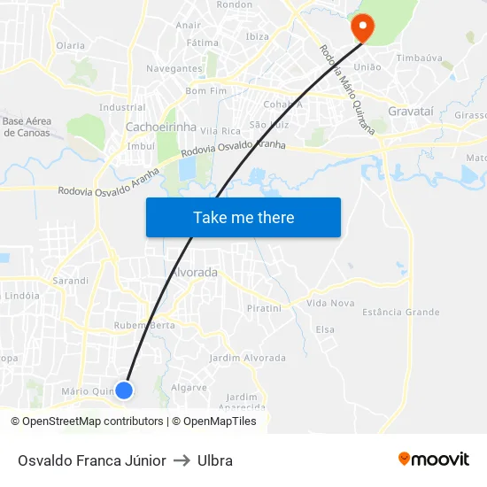 Osvaldo Franca Júnior to Ulbra map