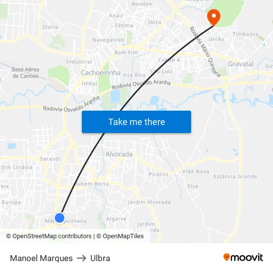 Manoel Marques to Ulbra map