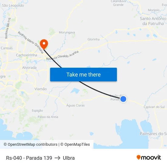 Rs-040 - Parada 139 to Ulbra map