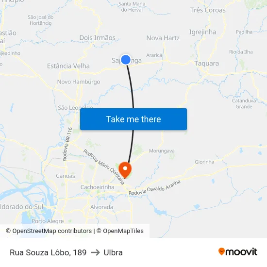 Rua Souza Lôbo, 189 to Ulbra map