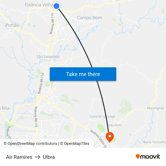 Air Ramires to Ulbra map