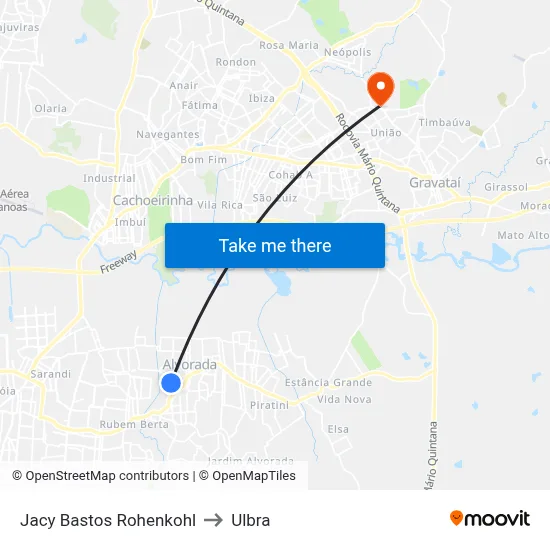 Jacy Bastos Rohenkohl to Ulbra map