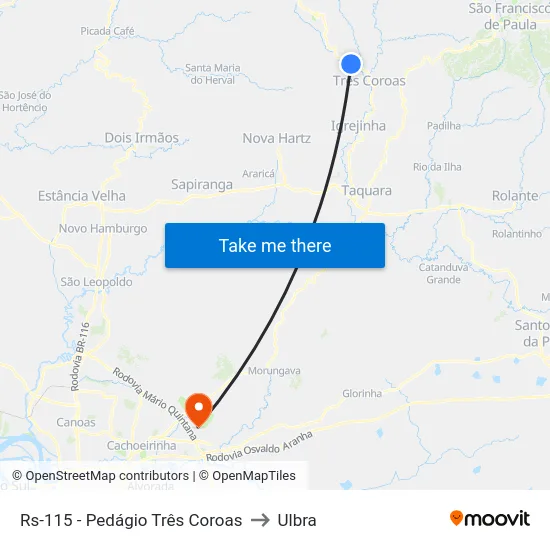 Rs-115 - Pedágio Três Coroas to Ulbra map