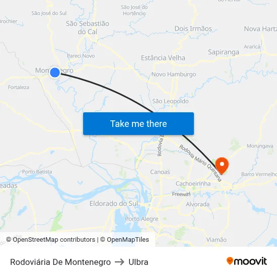 Rodoviária De Montenegro to Ulbra map