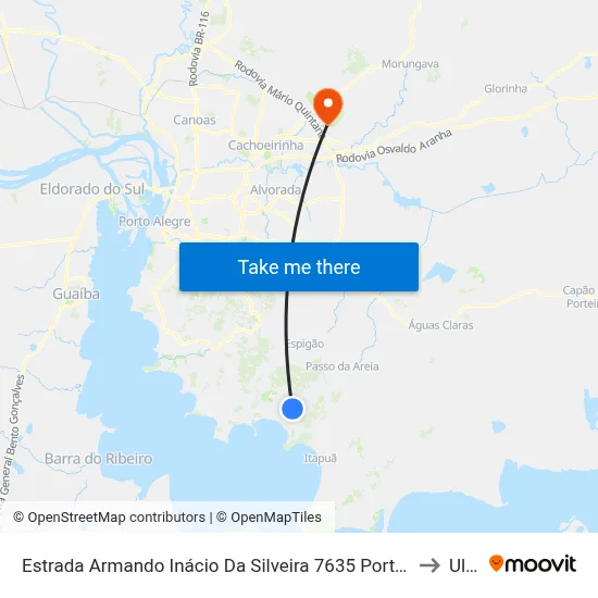 Estrada Armando Inácio Da Silveira 7635 Porto Alegre - Rs Brasil to Ulbra map