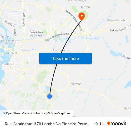 Rua Continental 670 Lomba Do Pinheiro Porto Alegre - Rio Grande Do Sul 91570 Brasil to Ulbra map