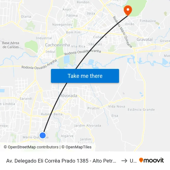 Av. Delegado Eli Corrêa Prado 1385 - Alto Petrópolis Porto Alegre - Rs 91260-300 Brasil to Ulbra map