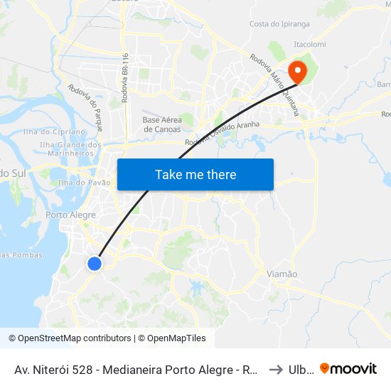 Av. Niterói 528 - Medianeira Porto Alegre - Rs Brasil to Ulbra map