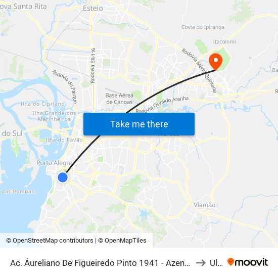 Ac. Áureliano De Figueiredo Pinto 1941 - Azenha Porto Alegre - Rs Brasil to Ulbra map