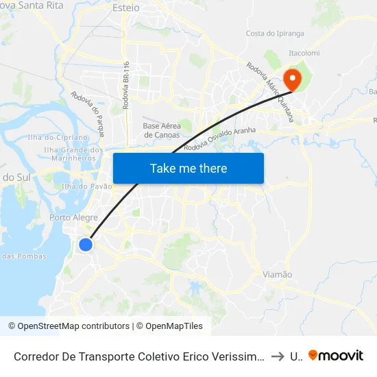 Corredor De Transporte Coletivo Erico Verissimo Azenha Porto Alegre - Rio Grande Do Sul 90130 Brasil to Ulbra map