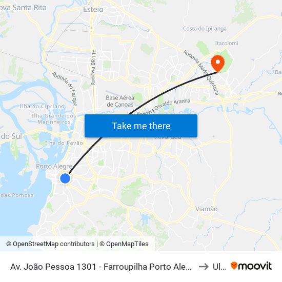 Av. João Pessoa 1301 - Farroupilha Porto Alegre - Rs 90040-001 Brasil to Ulbra map