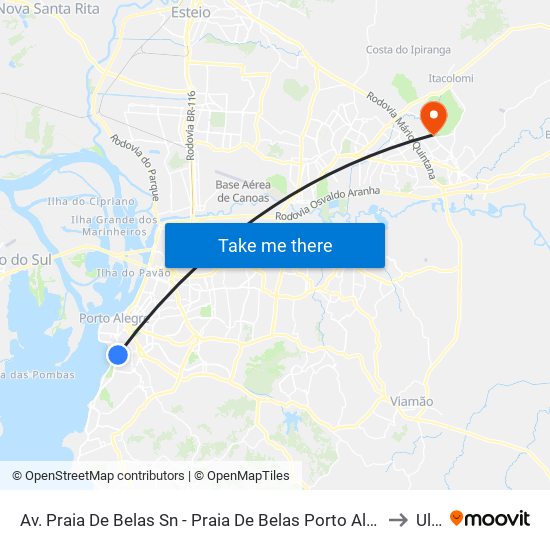 Av. Praia De Belas Sn - Praia De Belas Porto Alegre - Rs 90110-001 Brasil to Ulbra map