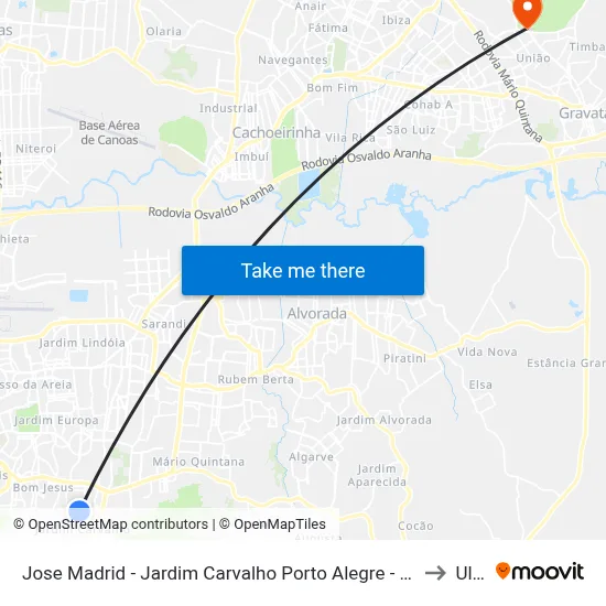 Jose Madrid - Jardim Carvalho Porto Alegre - Rs 90460-080 Brasil to Ulbra map