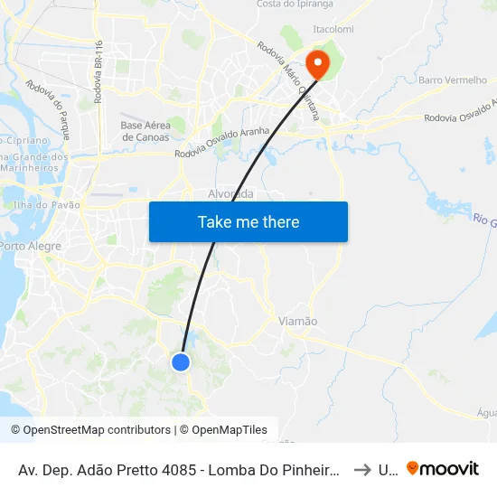 Av. Dep. Adão Pretto 4085 - Lomba Do Pinheiro Porto Alegre - Rs 91570-730 Brasil to Ulbra map