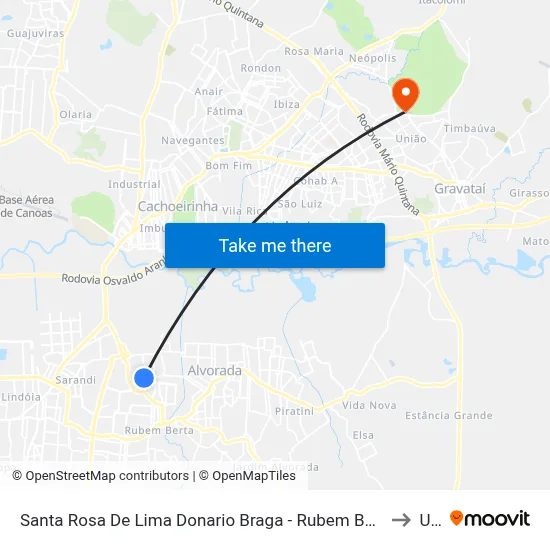 Santa Rosa De Lima Donario Braga - Rubem Berta Porto Alegre - Rs 91160-360 Brasil to Ulbra map