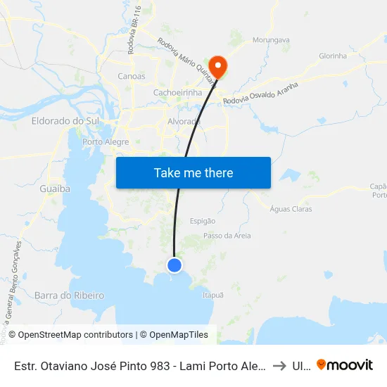 Estr. Otaviano José Pinto 983 - Lami Porto Alegre - Rs 91787-660 Brasil to Ulbra map
