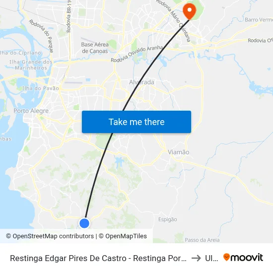 Restinga Edgar Pires De Castro - Restinga Porto Alegre - Rs Brasil to Ulbra map