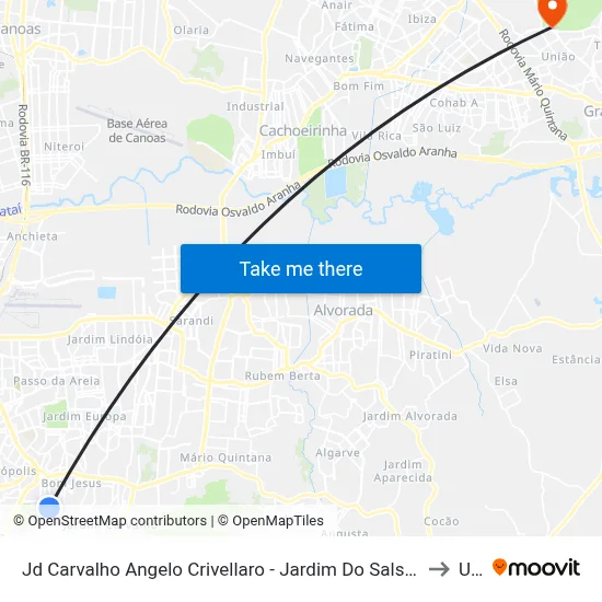 Jd Carvalho Angelo Crivellaro - Jardim Do Salso Porto Alegre - Rs 91410-140 Brasil to Ulbra map