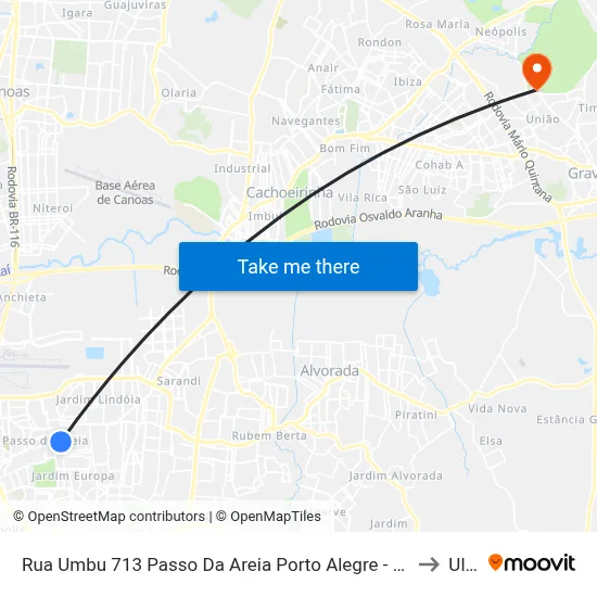 Rua Umbu 713 Passo Da Areia Porto Alegre - Rs 91350-100 Brasil to Ulbra map