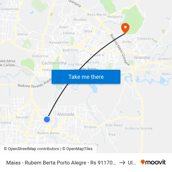 Maias - Rubem Berta Porto Alegre - Rs 91170-200 Brasil to Ulbra map