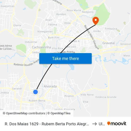 R. Dos Maias 1629 - Rubem Berta Porto Alegre - Rs 91170-200 Brasil to Ulbra map