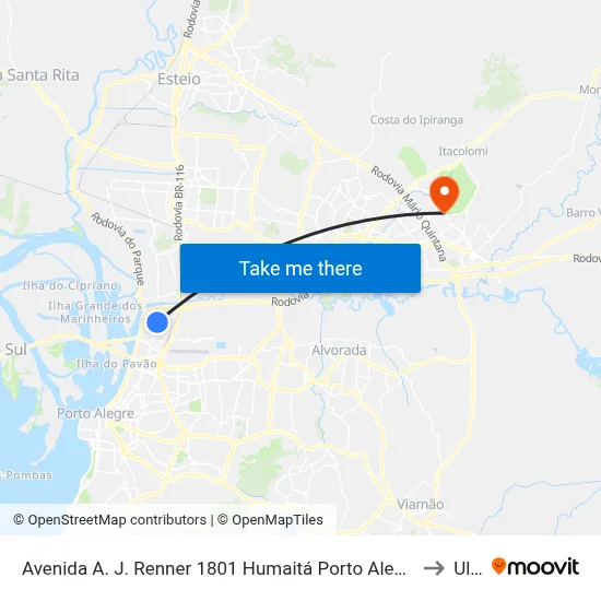 Avenida A. J. Renner 1801 Humaitá Porto Alegre - Rs 90250-000 Brasil to Ulbra map