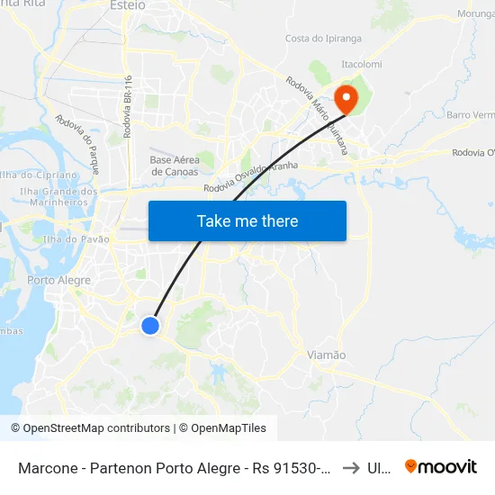 Marcone - Partenon Porto Alegre - Rs 91530-160 Brasil to Ulbra map