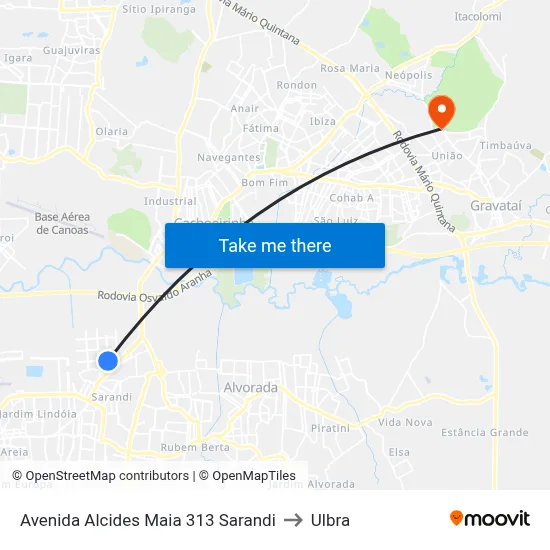 Avenida Alcides Maia 313 Sarandi to Ulbra map