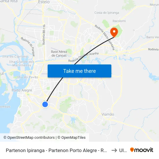 Partenon Ipiranga - Partenon Porto Alegre - Rs 90160-092 Brasil to Ulbra map