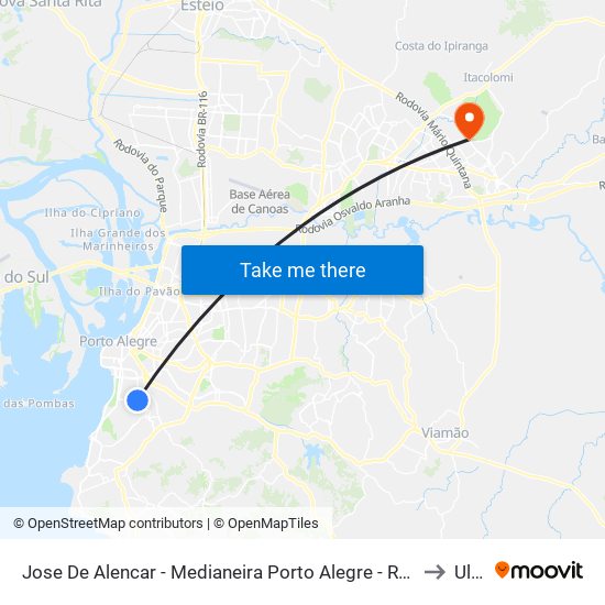 Jose De Alencar - Medianeira Porto Alegre - Rs 90160-180 Brasil to Ulbra map