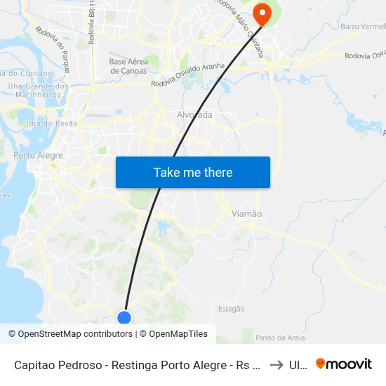 Capitao Pedroso - Restinga Porto Alegre - Rs 91790-000 Brasil to Ulbra map