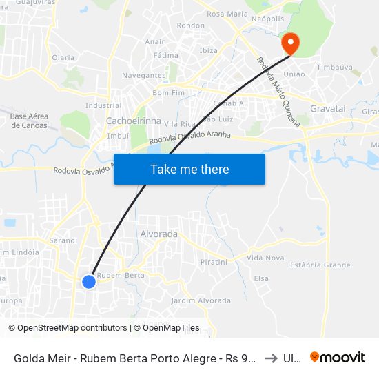 Golda Meir - Rubem Berta Porto Alegre - Rs 91130-001 Brasil to Ulbra map