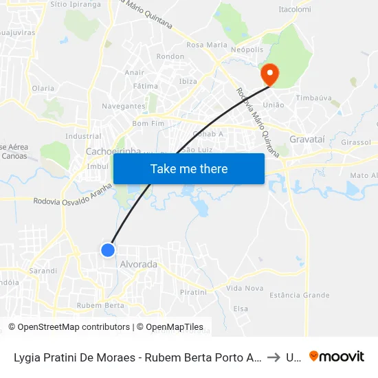 Lygia Pratini De Moraes - Rubem Berta Porto Alegre - Rs 91170-400 Brasil to Ulbra map