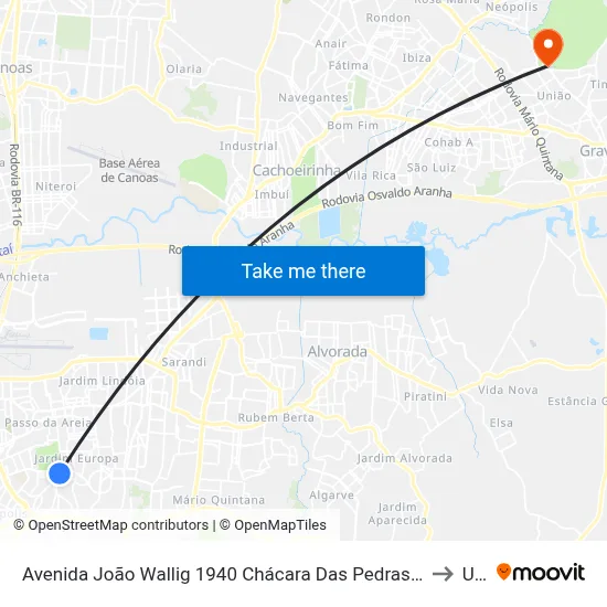 Avenida João Wallig 1940 Chácara Das Pedras Porto Alegre - Rs 91340-001 Brasil to Ulbra map