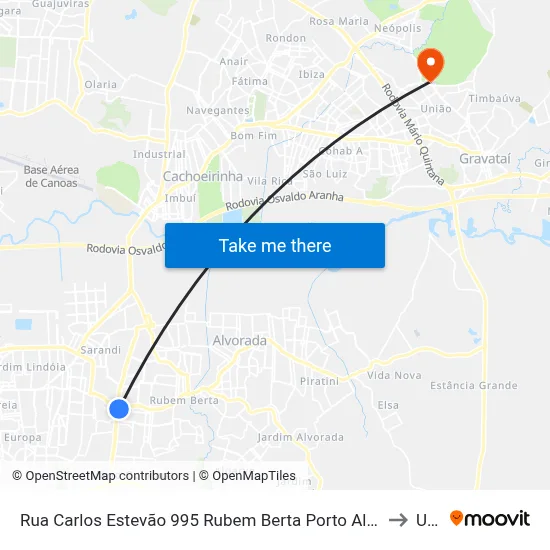 Rua Carlos Estevão 995 Rubem Berta Porto Alegre - Rs 91240-000 Brasil to Ulbra map
