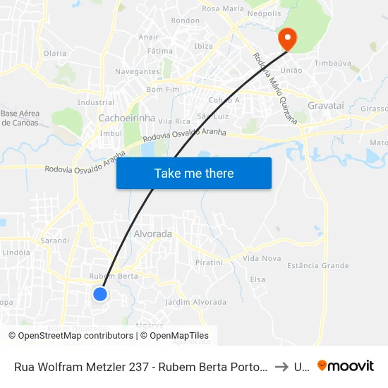 Rua Wolfram Metzler 237 - Rubem Berta Porto Alegre - Rs 91250-320 Brasil to Ulbra map