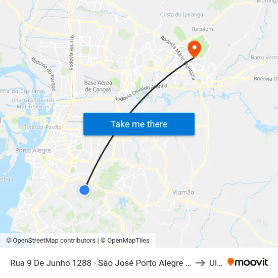 Rua 9 De Junho 1288 - São José Porto Alegre - Rs 91520-610 Brasil to Ulbra map