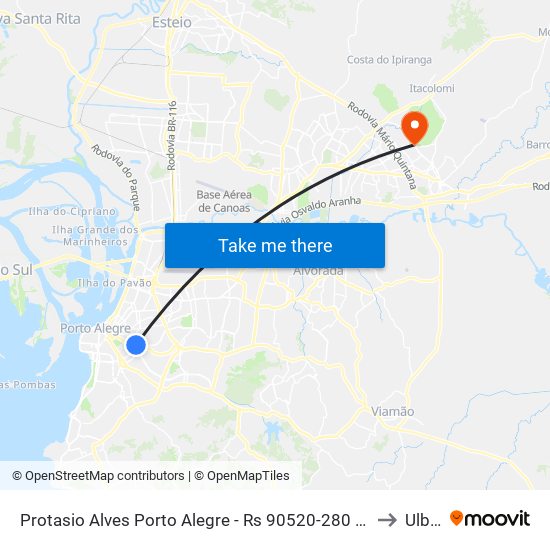 Protasio Alves Porto Alegre - Rs 90520-280 Brasil to Ulbra map