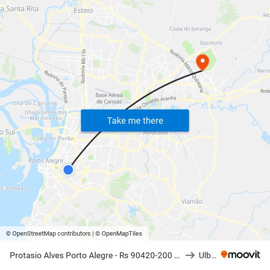 Protasio Alves Porto Alegre - Rs 90420-200 Brasil to Ulbra map