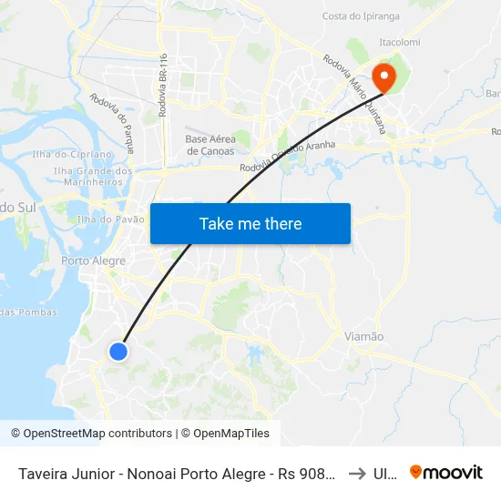Taveira Junior - Nonoai Porto Alegre - Rs 90830-000 Brasil to Ulbra map