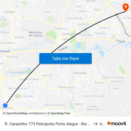 R. Carazinho 773 Petrópolis Porto Alegre - Rio Grande Do Sul 90460-190 Brasil to Ulbra map
