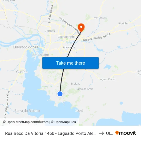 Rua Beco Da Vitória 1460 - Lageado Porto Alegre - Rs 91780 Brasil to Ulbra map