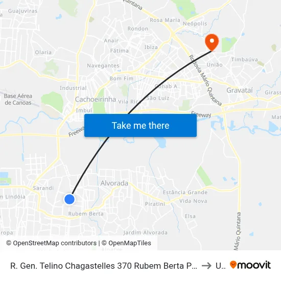 R. Gen. Telino Chagastelles 370 Rubem Berta Porto Alegre - Rio Grande Do Sul 91180-590 Brasil to Ulbra map