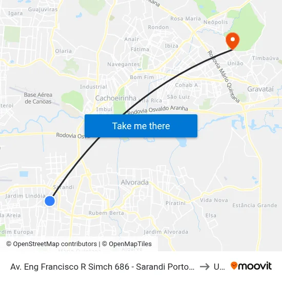 Av. Eng Francisco R Simch 686 - Sarandi Porto Alegre - Rs 91130-210 Brasil to Ulbra map