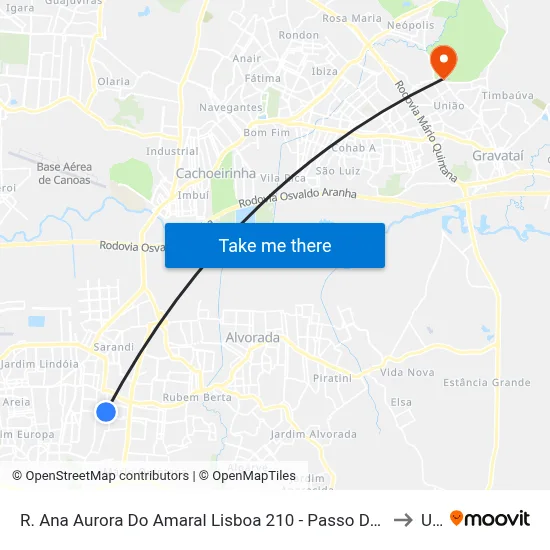 R. Ana Aurora Do Amaral Lisboa 210 - Passo Das Pedras Porto Alegre - Rs 91230-000 Brasil to Ulbra map