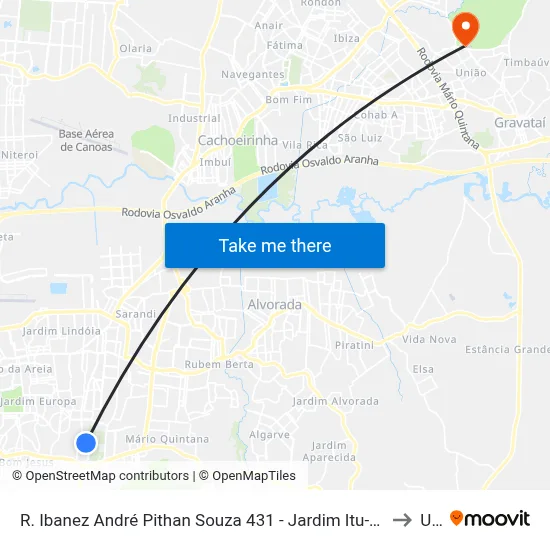 R. Ibanez André Pithan Souza 431 - Jardim Itu-Sabará Porto Alegre - Rs 91210-070 Brasil to Ulbra map