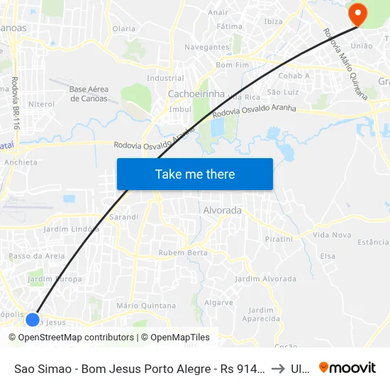 Sao Simao - Bom Jesus Porto Alegre - Rs 91420-500 Brasil to Ulbra map