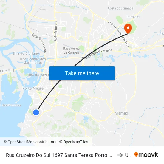 Rua Cruzeiro Do Sul 1697 Santa Teresa Porto Alegre - Rio Grande Do Sul 90843 Brasil to Ulbra map