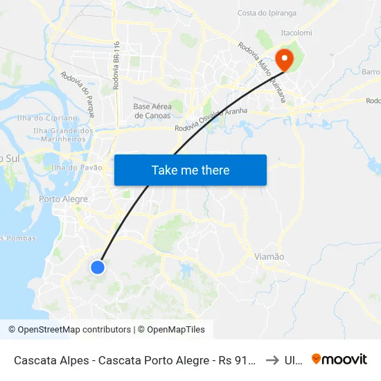 Cascata Alpes - Cascata Porto Alegre - Rs 91720-120 Brasil to Ulbra map